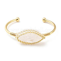 Natural Quartz Crystal Horse Eye Wrapped Cuff Bangle&nbsp;G-D458-02G-04-RS