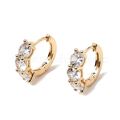 Brass Pave Cubic Zirconia Hoop Earrings&nbsp;KK-CBACA55-06G