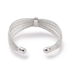 Clear Cubic Zirconia Multi-Strand Open Cuff Bangle&nbsp;BJEW-F445-15P