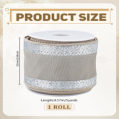 5 Yards Sparkle Polyester Wired Ribbon with Glitter Powder&nbsp;OCOR-LP0003-22A