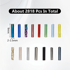 2818Pcs 15 Colors Glass Twisted Bugle Beads&nbsp;SEED-WR0001-13