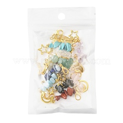 12Pcs Natural & Synthetic Gemstone and Star Moon Alloy Pendant Decorations&nbsp;HJEW-FS00051