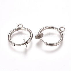 Tarnish Resistant 304 Stainless Steel Clip-on Earring Findings&nbsp;STAS-L238-025P