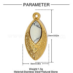 304 Stainless Steel with Synthetic Turquoise Pendants&nbsp;STAS-OY005-08G