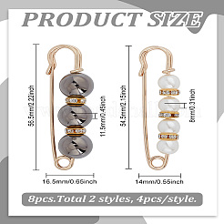 8Pcs 2 Styles Alloy Safety Pin Brooch&nbsp;JEWB-LP0004-29