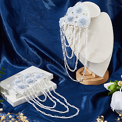 2Pcs Half Round Glass Beaded Tassel Brooches for Backpack Clothes&nbsp;JEWB-FH0002-39