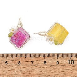5Pcs 5 Colors Electroplated Natural Quartz Copper Wire Wrapped Pendants&nbsp;PALLOY-TA00453