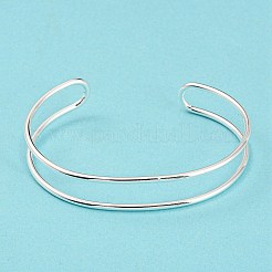Rack Plating Brass Double Lines Cuff Bangles for Women&nbsp;BJEW-M304-01S