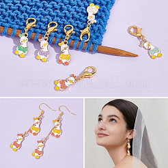 Alloy Enamel Duck Pendant Locking Stitch Markers&nbsp;HJEW-AB00119