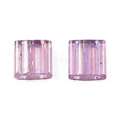 Plating 2-Hole Transparent Glass Seed Beads&nbsp;SEED-N004-008