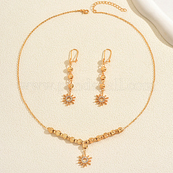 Vintage Sun Brass Micro Pave Clear Cubic Zirconia Earrings & Necklaces Sets for Women&nbsp;PM5881