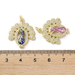 Brass Micro Pave Clear Cubic Zirconia Pendants&nbsp;KK-C045-40G