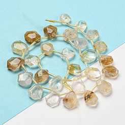 Natural Yellow Hematoid Quartz/Golden Healer Quartz Beads Strands&nbsp;G-Z040-A05-01