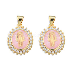 Brass Micro Pave Clear Cubic Zirconia Pendants&nbsp;KK-N227-95C