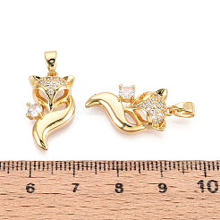 Brass Micro Pave Clear Cubic Zirconia Pendants&nbsp;KK-T074-116G