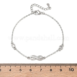 Brass Micro Pave Clear Cubic Zirconia Infinity Link Bracelets&nbsp;KK-CBA6980-27P