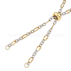 2Pcs Adejustabel Two Tone 304 Stainless Steel Oval Link Chains Necklace Making&nbsp;AJEW-JB01667