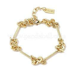 Brass Disc & Stick Beads Link Chain Bracelets for Women&nbsp;BJEW-G781-01G