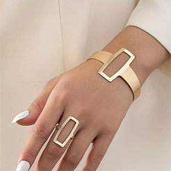 Hollow Out Rectangle Alloy Cuff Bangles & Cuff Rings Sets&nbsp;FS-WGBB0BE-02