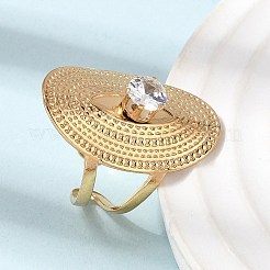 304 Stainless Steel Micro Pave Cubic Zirconia Open Cuff Rings for Women&nbsp;RJEW-K258-15C-G