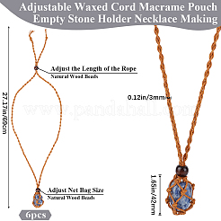 6Pcs Adjustable Waxed Cord Macrame Pouch Empty Stone Holder Necklace Making&nbsp;NJEW-BBC0001-08B