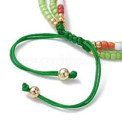 Adjustable Glass Seed Beaded Triple Layer Multi-strand Bracelet&nbsp;BJEW-MZ00048