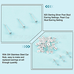 40Pcs 925 Sterling Silver Post Stud Earring Settings&nbsp;STER-DC0001-03