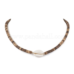 Summer Natural Shell and Coconut Heishi Beaded Necklaces&nbsp;NJEW-JN05177