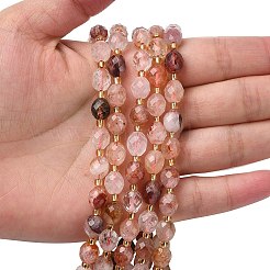 Natural Red Hematoid Quartz/Ferruginous Quartz Beads Strands&nbsp;G-F809-A02-01