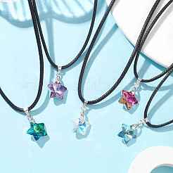 Glass Star Pendant Necklaces&nbsp;NJEW-JN04570-02