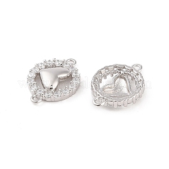 Rhodium Plated 925 Sterling Silver Pave Clear Cubic Zirconia Ring with Heart Links&nbsp;STER-O006-05P