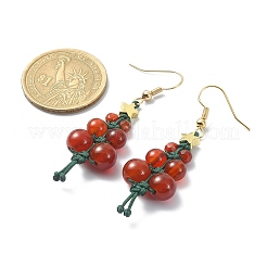 Natural Carnelian & Agate Beaded Christmas Tree Dangle Earrings&nbsp;EJEW-TA00244