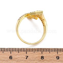 Brass Micro Pave Clear Cubic Zirconia Cuff Rings for Women&nbsp;RJEW-U043-11G
