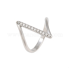 304 Stainless Steel Rhinestone Finger Rings for Women&nbsp;SA-CBA45D5-28B-P