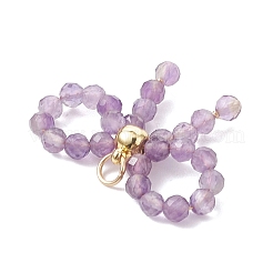 4Pcs 4 Styles Natural Red Agate & Apatite & Amethyst & Moss Agate Faceted Round Beaded Pendants&nbsp;PALLOY-TA00372