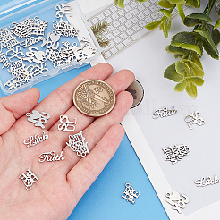 36Pcs 6 Style 201 Stainless Steel Pendants&nbsp;STAS-DC0006-71