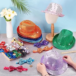 24Pcs Adjustable Polyester Bow Ties & Cotton Sequin Hat Sets&nbsp;AJEW-WA0001-97