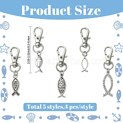 20Pcs 5 Style Alloy Pendant Decorations&nbsp;HJEW-YW00224