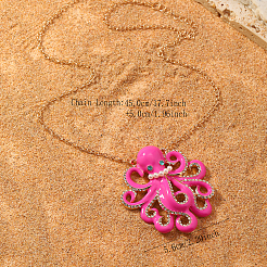 Ocean Beach Zinc Alloy Hot Pink Octopus Pendant Necklaces for Women&nbsp;JW6397