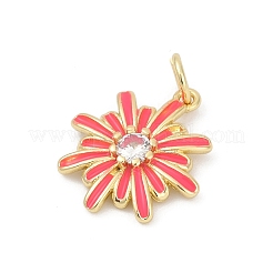 Brass Pave Cubic Zirconia with Enamel Pendants&nbsp;KK-U062-38G-01