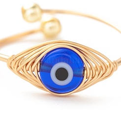 10Pcs 10 Style Resin & Lampwork Evil Eye Beaded Finger Rings&nbsp;RJEW-JR00478