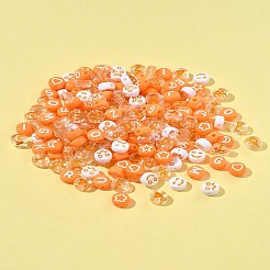 200Pcs Flat Round Acrylic Enamel Beads&nbsp;MACR-FS0001-88