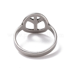 Non-Tarnish 201 Stainless Steel Peace Sign Finger Ring&nbsp;RJEW-J051-43P