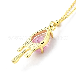 Synthetic Crystal Teardrop Pendant Necklace&nbsp;LS-NJEW-G016-03C