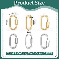 12Pcs 2 Colors 304 Stainless Steel Screw Carabiner Lock Charms&nbsp;STAS-UN0064-16