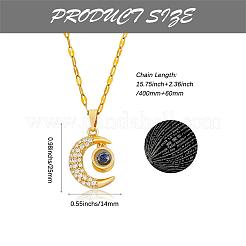 Mother's Day Moon Pendant Necklace I Love You in 100 Languages Projection Necklace Stainless Steel Charm Jewelry for Women Lovers Mom Girlfriends&nbsp;JN1115A