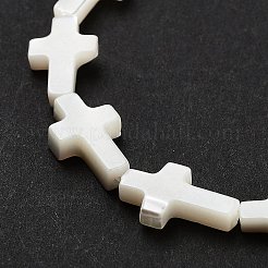 Natural White Mother of Pearl Shell Cross Beads Strands&nbsp;X-SSHEL-F0812C