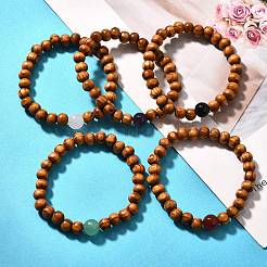 Wood Beaded Stretch Bracelets&nbsp;BJEW-JB01941