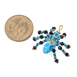 Halloween Theme Dyed Synthetic Turquoise & Glass Seed Beads Pendants&nbsp;PALLOY-MZ00774-05