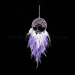 Iron Woven Web/Net with Feather Pendant Decorations&nbsp;AJEW-B017-06